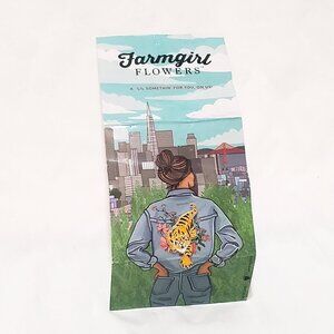 Tiger Cat Farmgirl Flowers Enamel Brooch Pin 1" Metal